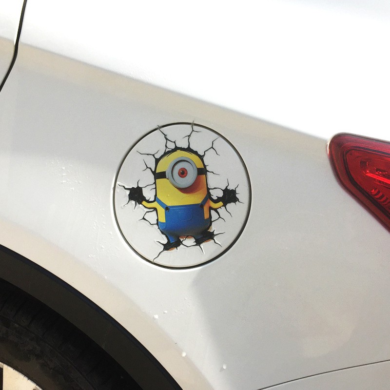 Stiker Motif Kartun Minion 3D Warna Kuning Untuk Mobil