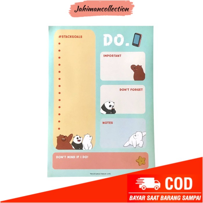 

✨ BISA COD ✨ We Bare Bears To Do List Notepad A5