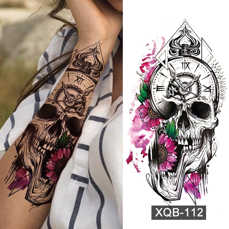 【BTI】tattoo sticker waterproof For Men Women Tiger Wolf Death Skull tato palsu Tato Hewan