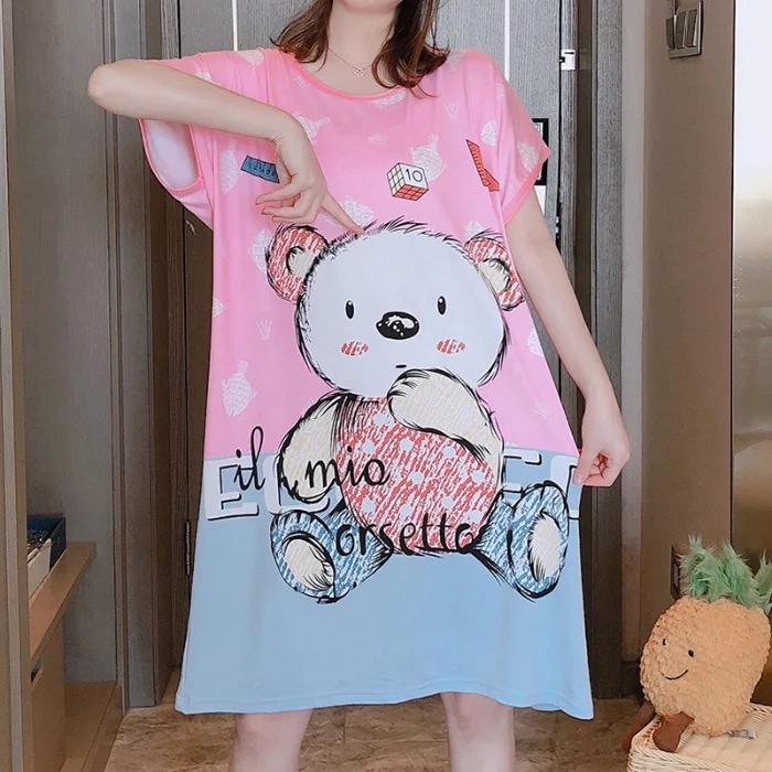 Blackpink Pakaian Wanita Baju Tidur Wanita Import Daster Motif Kartun Longgar Korea 4017