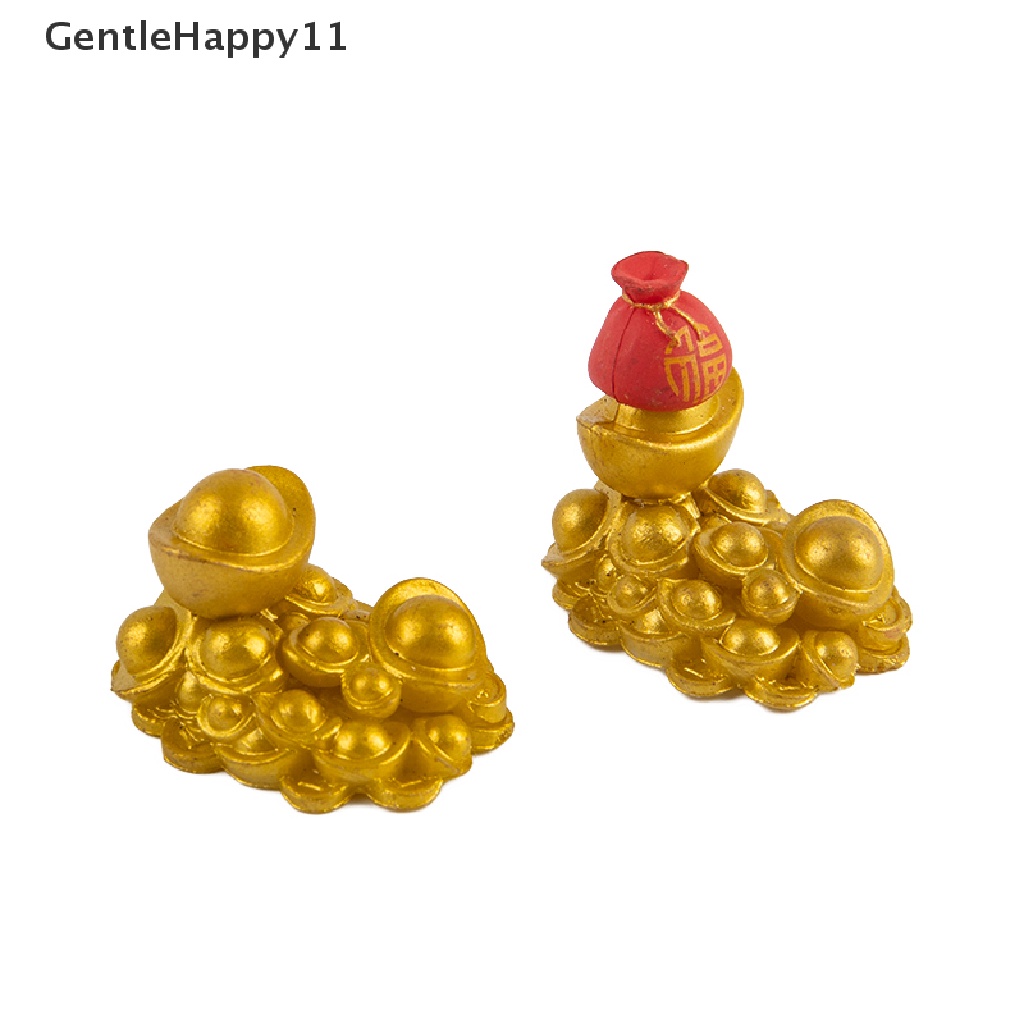 Gentlehappy Mini Menguntungkan Emas Ingot Ornamen Beruntung Yuanbao Fengshui Dekorasi Kerajinan Rumah Boneka