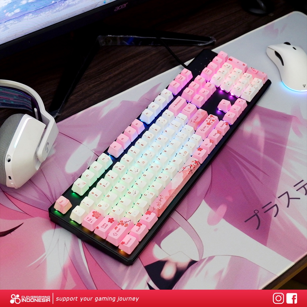 Keycaps Cherry Blossom Sakura PBT Dye Sub - for Mechanical Keyboard