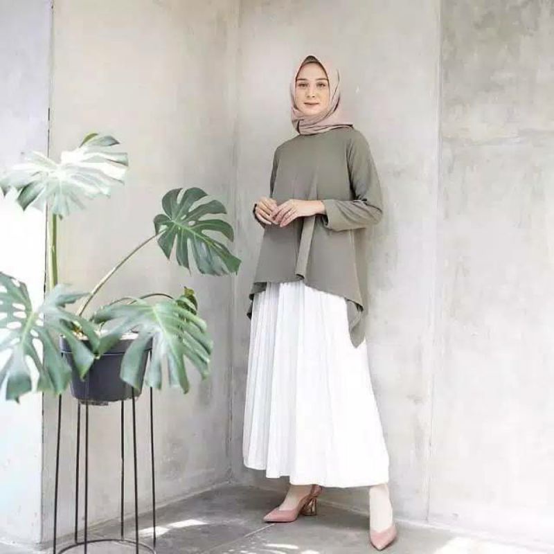 (BISA COD) Rok remple plisket khusus warna PUTIH mayung premium
