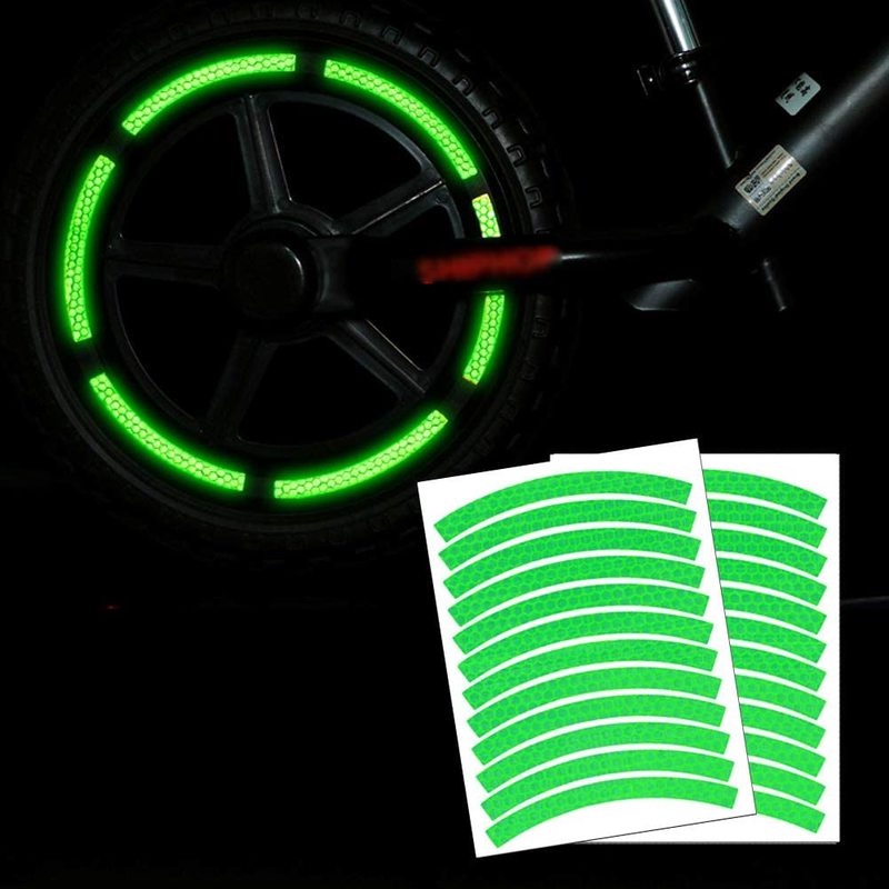 [1Pc Pack Cycling Fluorescent Bike Reflective Stickers] [Motorcycle Bike Body Rim Wheel Stripe Tape] [Safety Decor Sticker Bike Accessories]