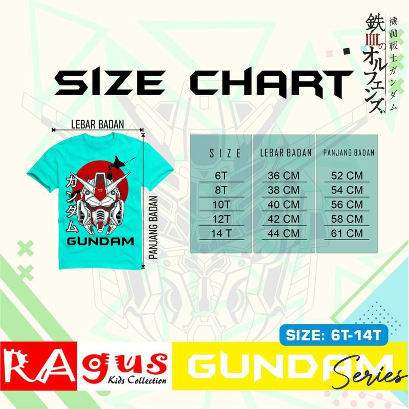 Kaos anak 6-14Th/Kaos Gundam/Boy Tee Gundam Series