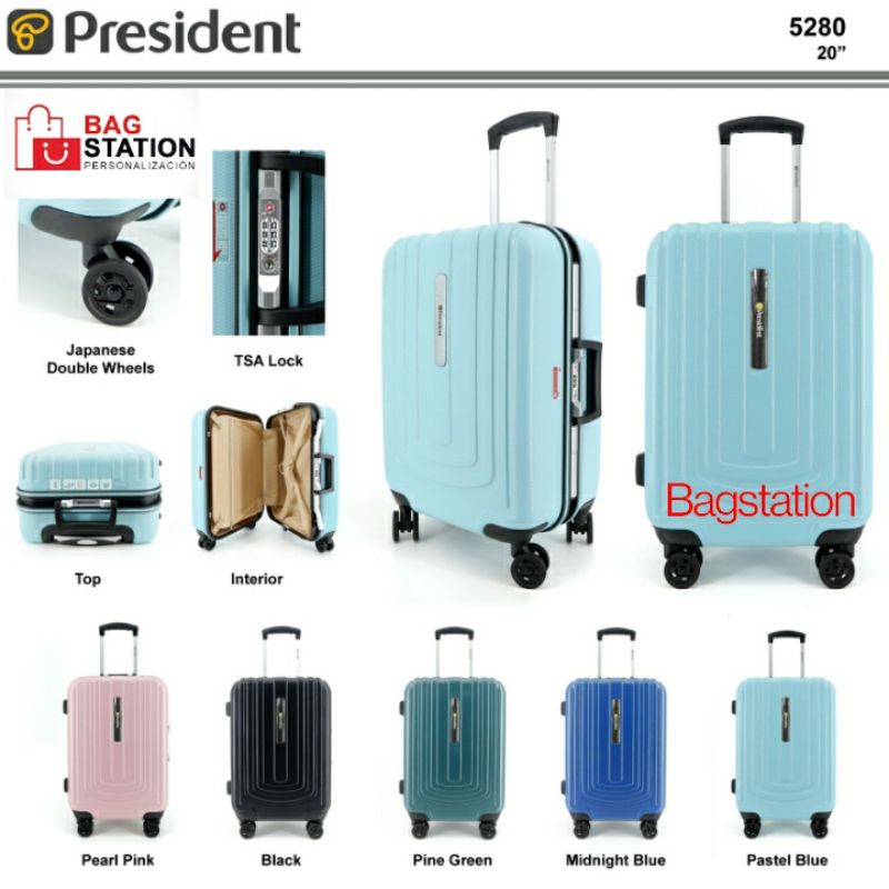 TAS CABIN PRESIDENT 5280 ORIGINAL 20 IN 4 RODA TAS KOPER TAS TRAVEL MODEL FRAME ABS TSA LOCK ORIGINAL