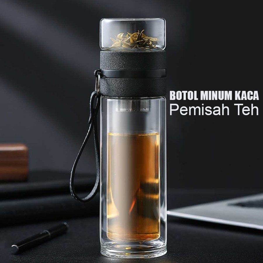 Botol Minum Teh Kaca Termos Tumbler Pemisah Penyaring Teh