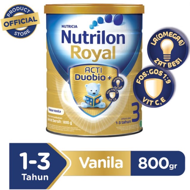 Nutrilon Royal 3 Madu/Vanila 800gr+ (FREE HADIAH BELI 4 KALENG + HARGA GROSIR)