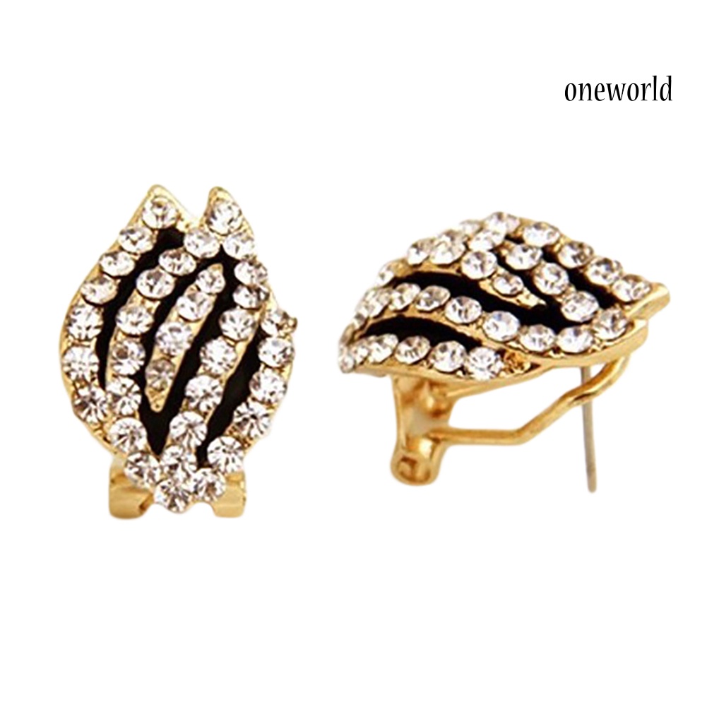 OW@ Women Party Rhinestone Jewelry Tulip Flower Ear Studs Earrings Piercing Gift