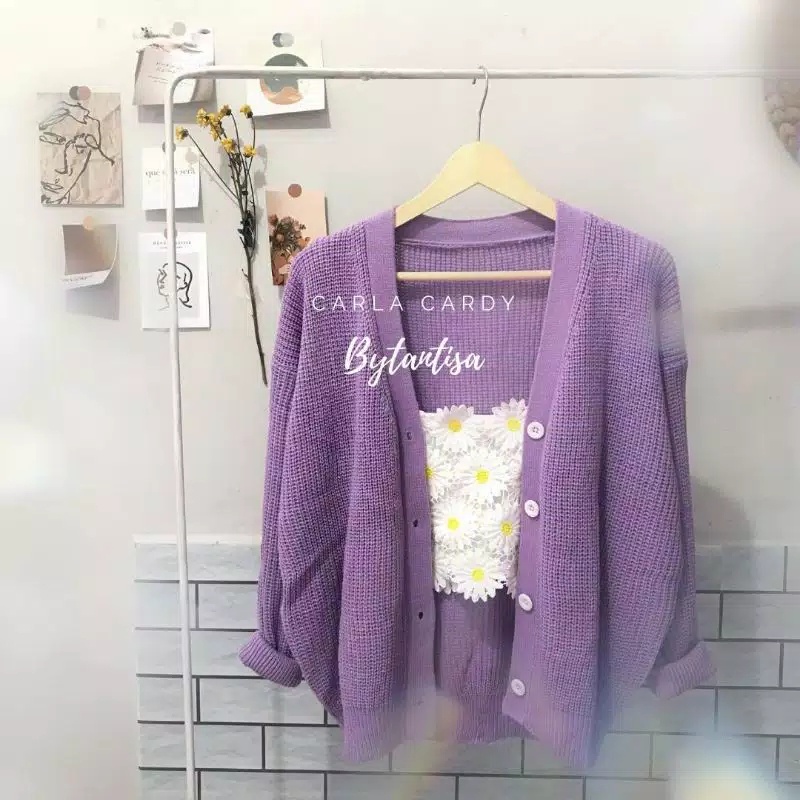 OUTER RAJUT CARDIGAN OVERSIZES | WARNA UNGU LILAC | OUTWEAR KARDIGAN RAJUT JUMBO XL OVERSIZES PREMIU