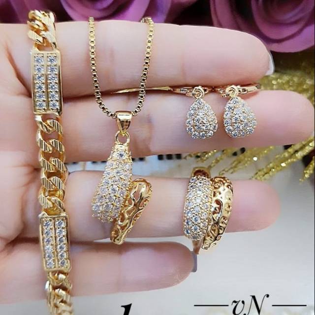 Xuping set perhiasan lapis emas 24k 1824k