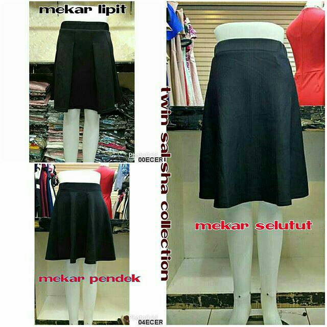 Rok hitam polos pendek scuba