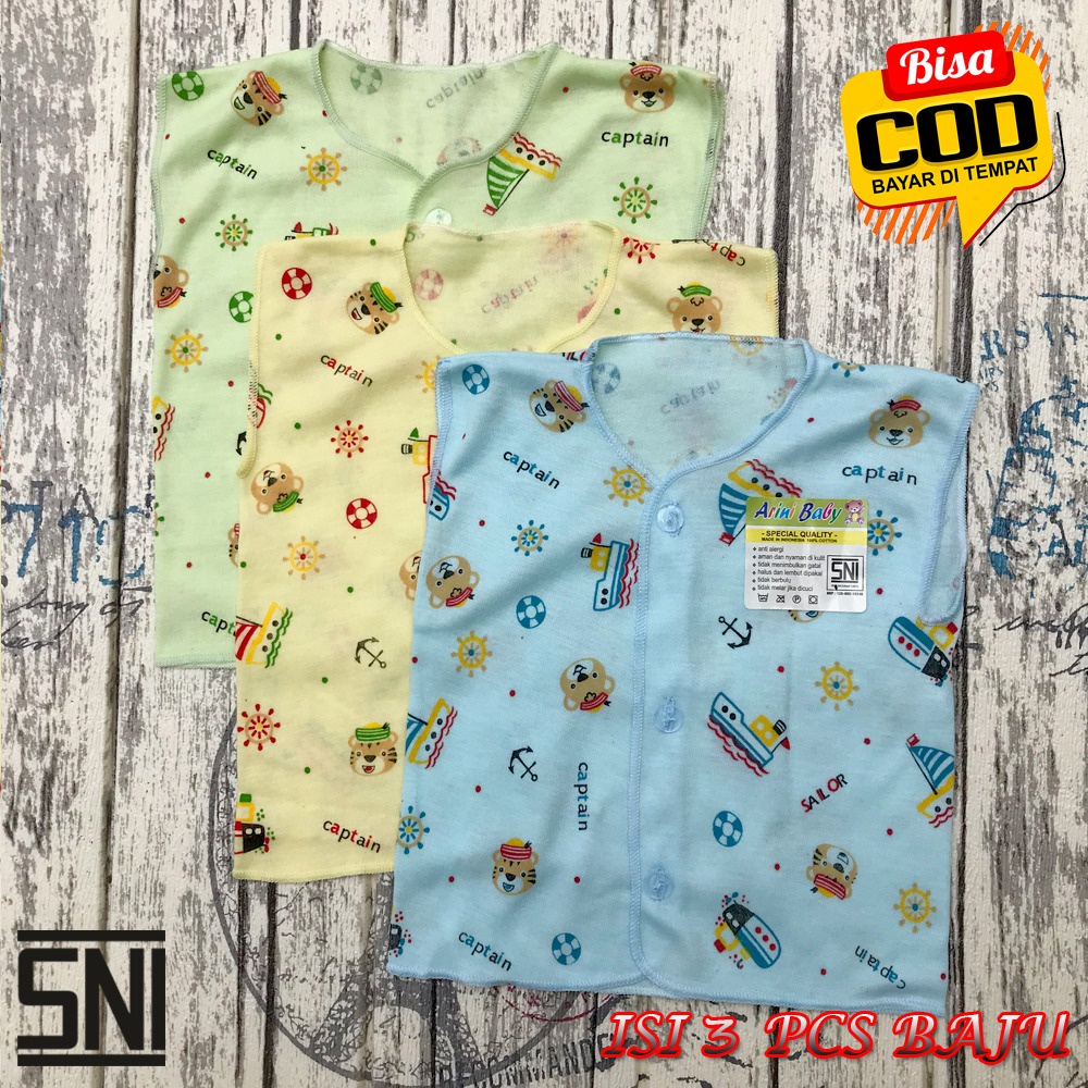 3 Pcs Baju Bayi Baru Lahir Motif Lengan Kutung Newborn DNW BABY