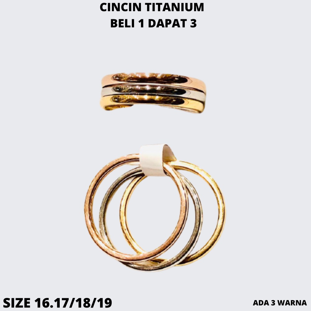 PROMO BELI 1 DAPAT 3 PCS CINCIN   Cincin  Titanium Polos Pria Wanita - Cincin Kekinian Anti Karat Murah Kecil Tipis - Cincin Kawin  - Cincin Wanita Titanium Remaja Simple Anti Luntur - Cincin Tunangan COD