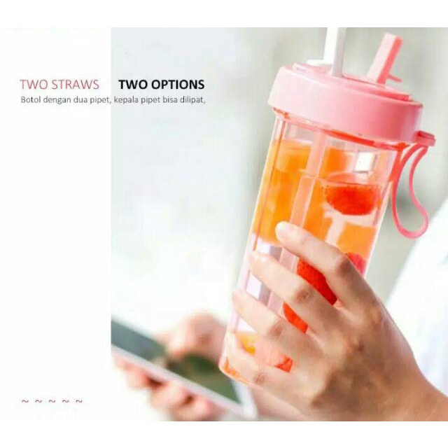 (COD) BOTOL MINUM 2 SISI / 420 ML / BOTOL 2 RUANG / BOTOL VIRAL