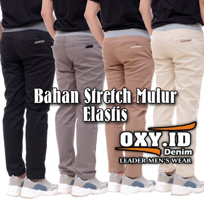 Celana Chino Celana Rib Panjang Bahan Stretch Mulut Elastis Bigsize Jumbo