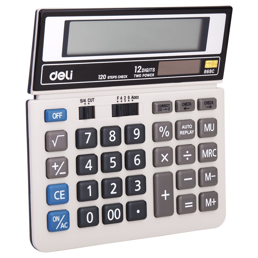 HAPPY TIME DELI KALKULATOR MEJA 12 DIGIT DESKTOP CALCULATOR WARNA ABU-ABU GARANSI 3 TAHUN ALAT TULIS KANTOR SEKOLAH KULIAH C868C