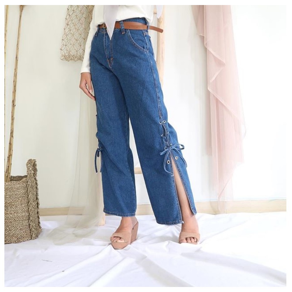 JN198 BF JEANS TALI 724 Celana  Boyfriend  Jeans Wanita 