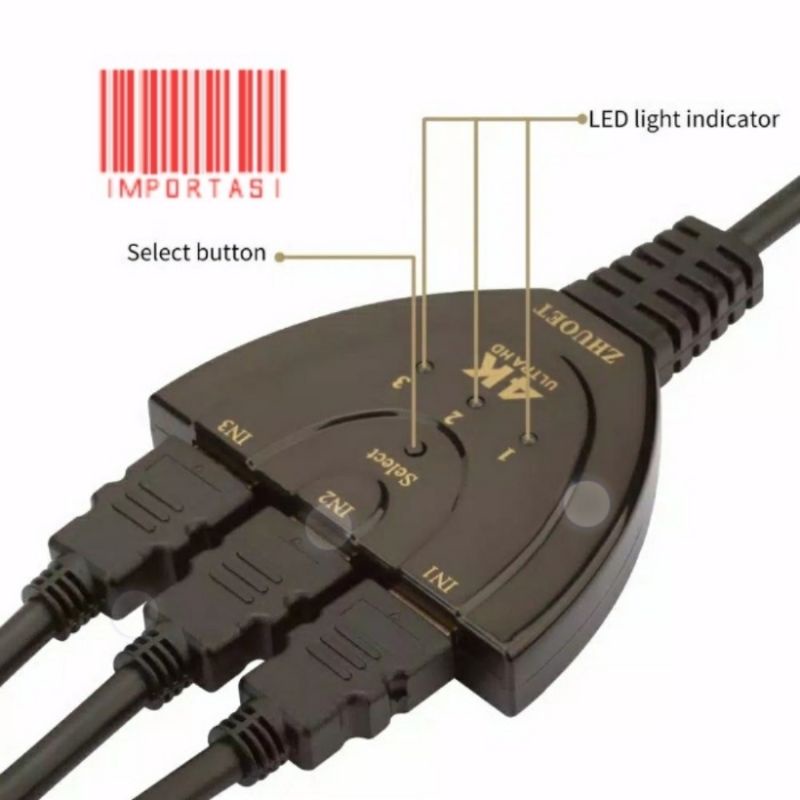 Hdmi switch hub / switcher 3 port / ( 3 Input 1 output ) 4k