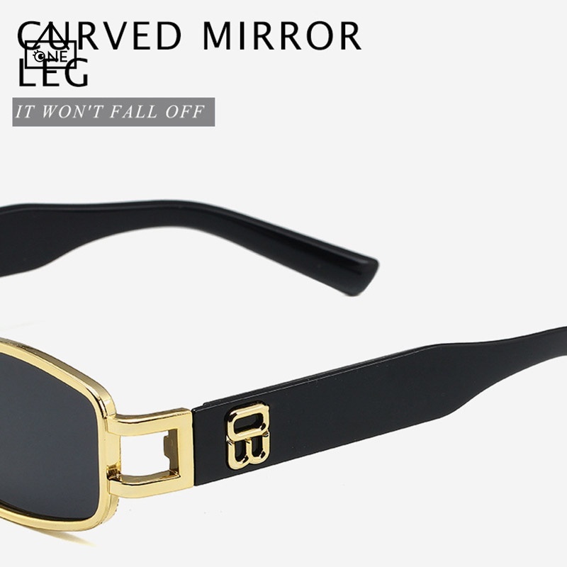 COD❤️Kacamata Hitam Retro Pria Dan Wanita Korean Ulzzang Gaya Wanita Rectangle Shades Retro Sunglasses antiradiasi A one