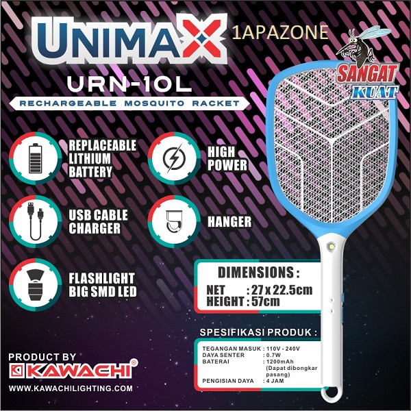 Raket nyamuk (Rechargeable Mosquito Racket) URN-10L UNIMAX