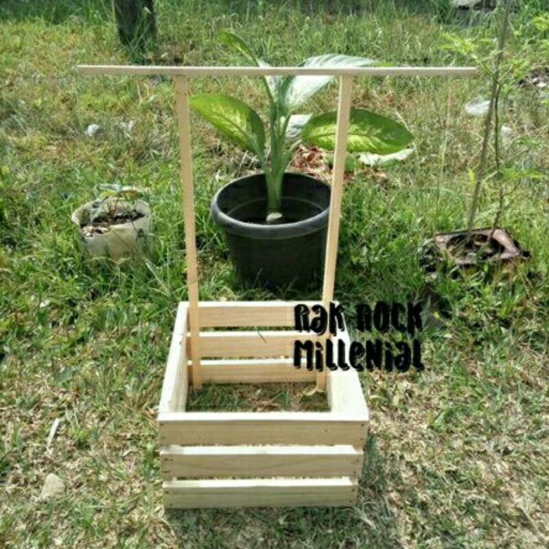 Gift Box Wooden Box Carrier Keranjang Kayu  30x30x18 | Gift Box Birthday Box Hampers Gift Baby Keran