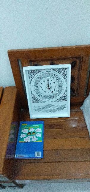 Hiasan Jam Dinding Kaligrafi Set Ayat Kursi Terjemah & Allah Muhammad Hitam Putih