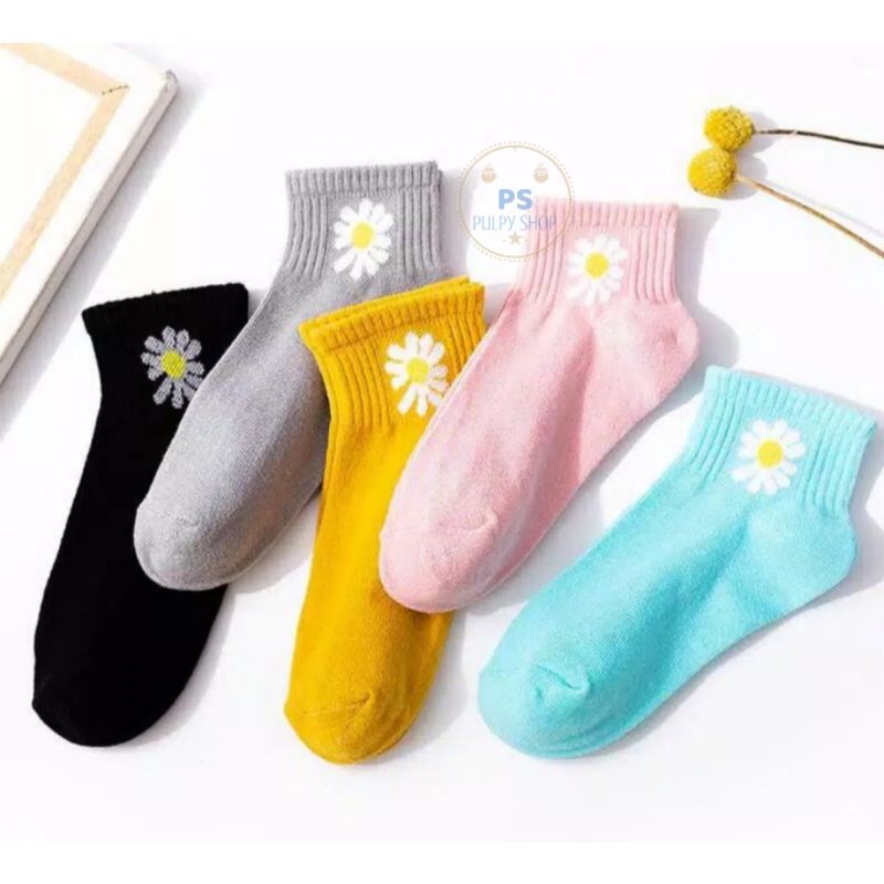 KAOS KAKI FASHION ANKLE SOCK MOTIF BUNGA DAISY FLOWER SEMATA KAKI HIDDEN ANKLE SOCK BERUANG BEAR PS-3
