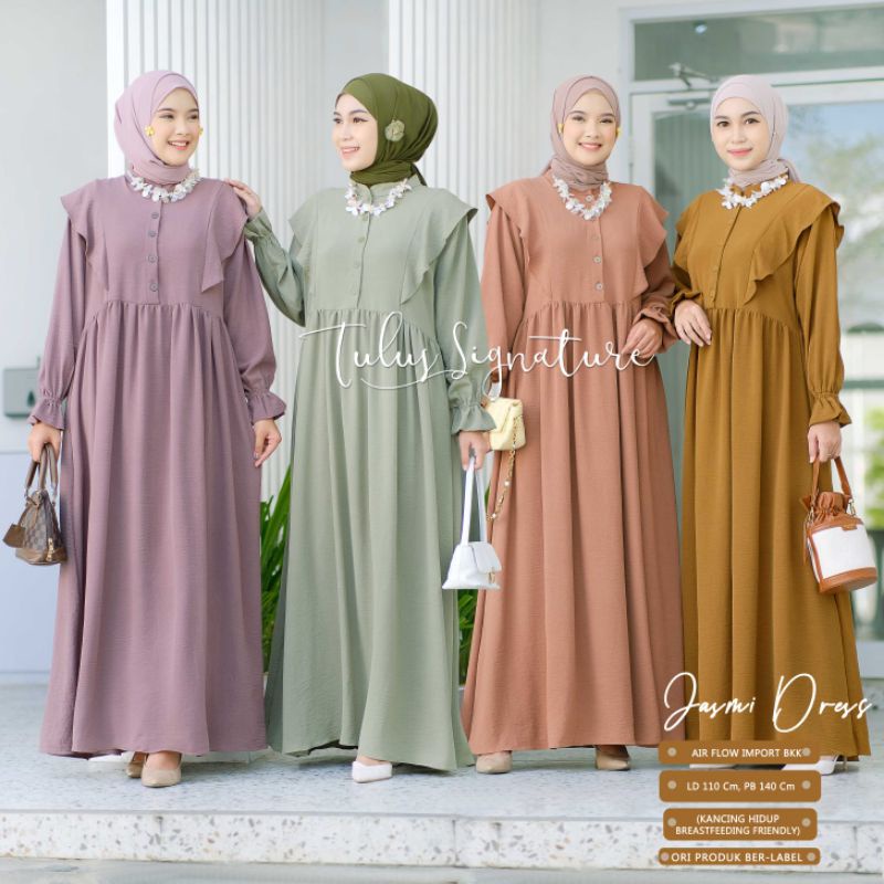 JASMI DRESS BY TULUS SIGNATURE (DRESS MUSLIMAH) Maxy wanita polos modern rekomended