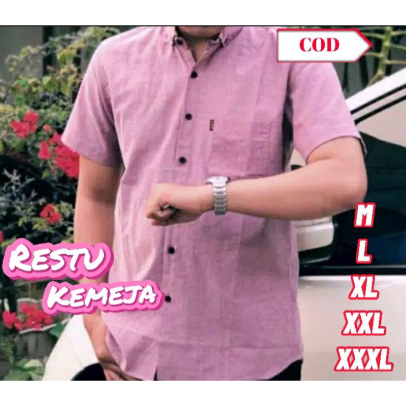 Kemeja Pria Lengan Pendek Oxford Warna Dusty (Bisa Couple Ayah&amp;Anak)