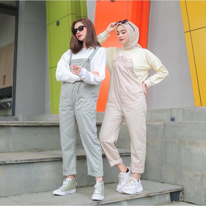 Rereyshop - Adrea Overall Baju Kodok Celana Korean Style Bahan Tebal Best Seller