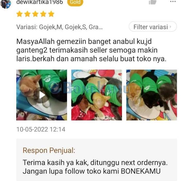 PALING DIMINATI [REKOMENDASI] BAJU KUCING BAJU ANJING KELINCI MOTIF GOJEK GRAB # 870