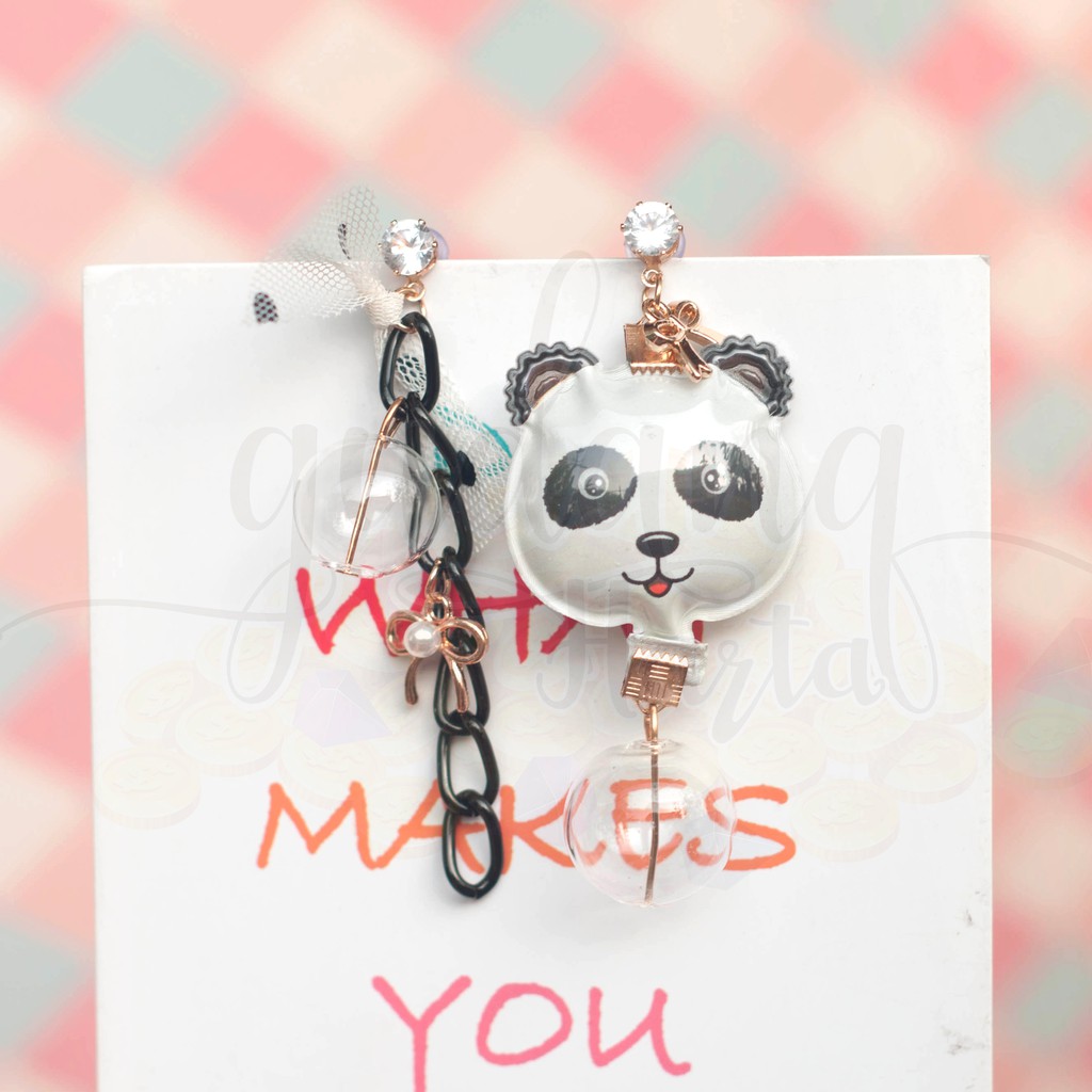 Anting Stud Panda Balloon Balon Lucu Unik Hadiah Kado GH 203724