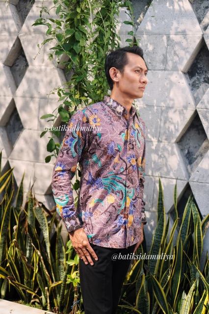 Sidamuliya Batik Kemeja Pria Slimfit Premium Wood Phoenix Lengan Panjang