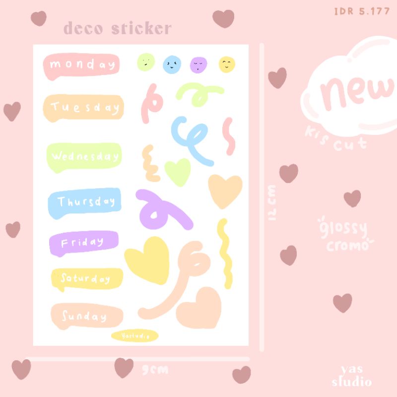 

[yastudio] deco sticker nama hari dan convetti sticker