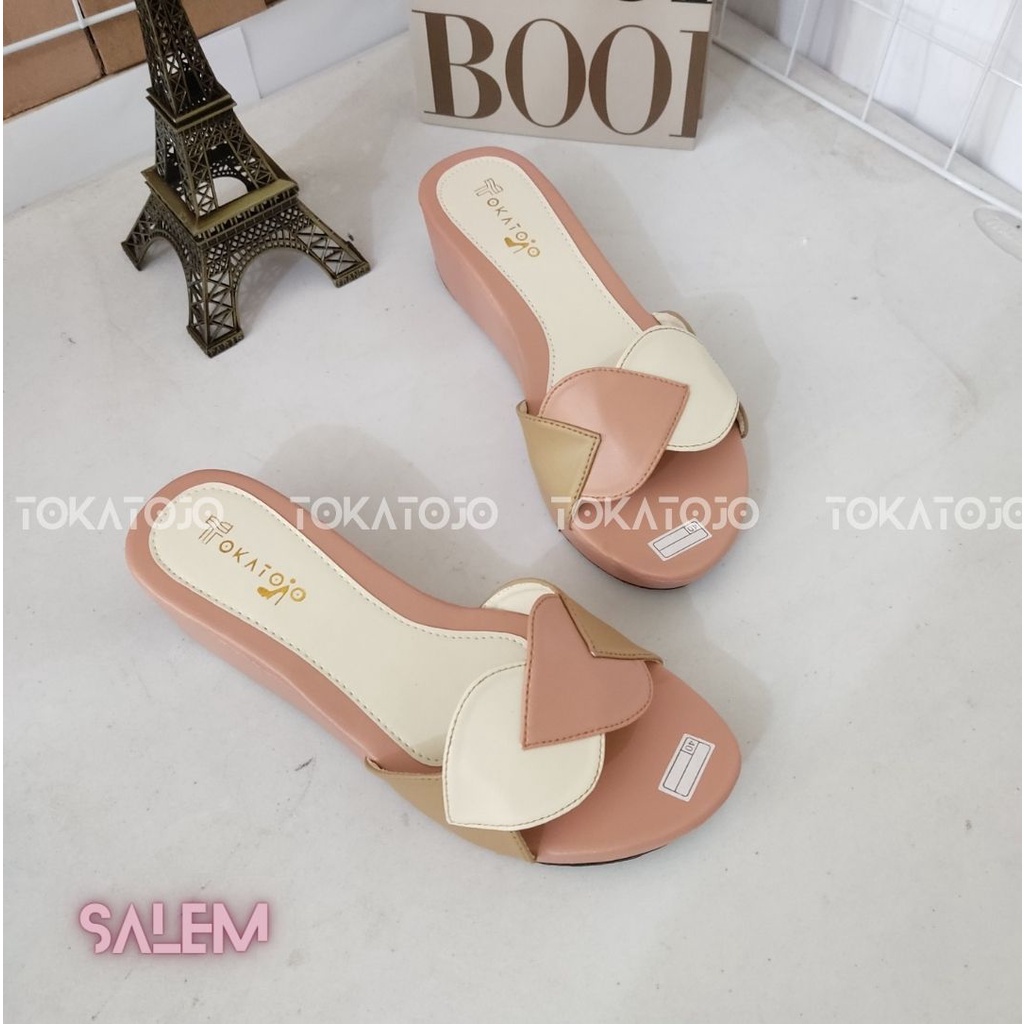 Sandal wedges wanita terbaru/sandal wanita casual elegan/sandal wedges hak 5 cm/sandal wanita dewasa terbaru/sandal wanita original terbaru/sandal motif hati