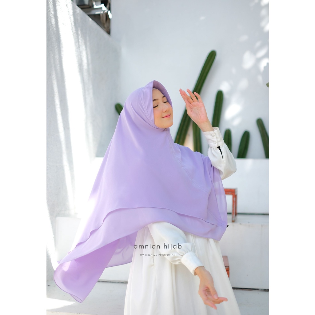 Hijab instan warna lilac / Khimar Adeeva by amnion hijab dua layer