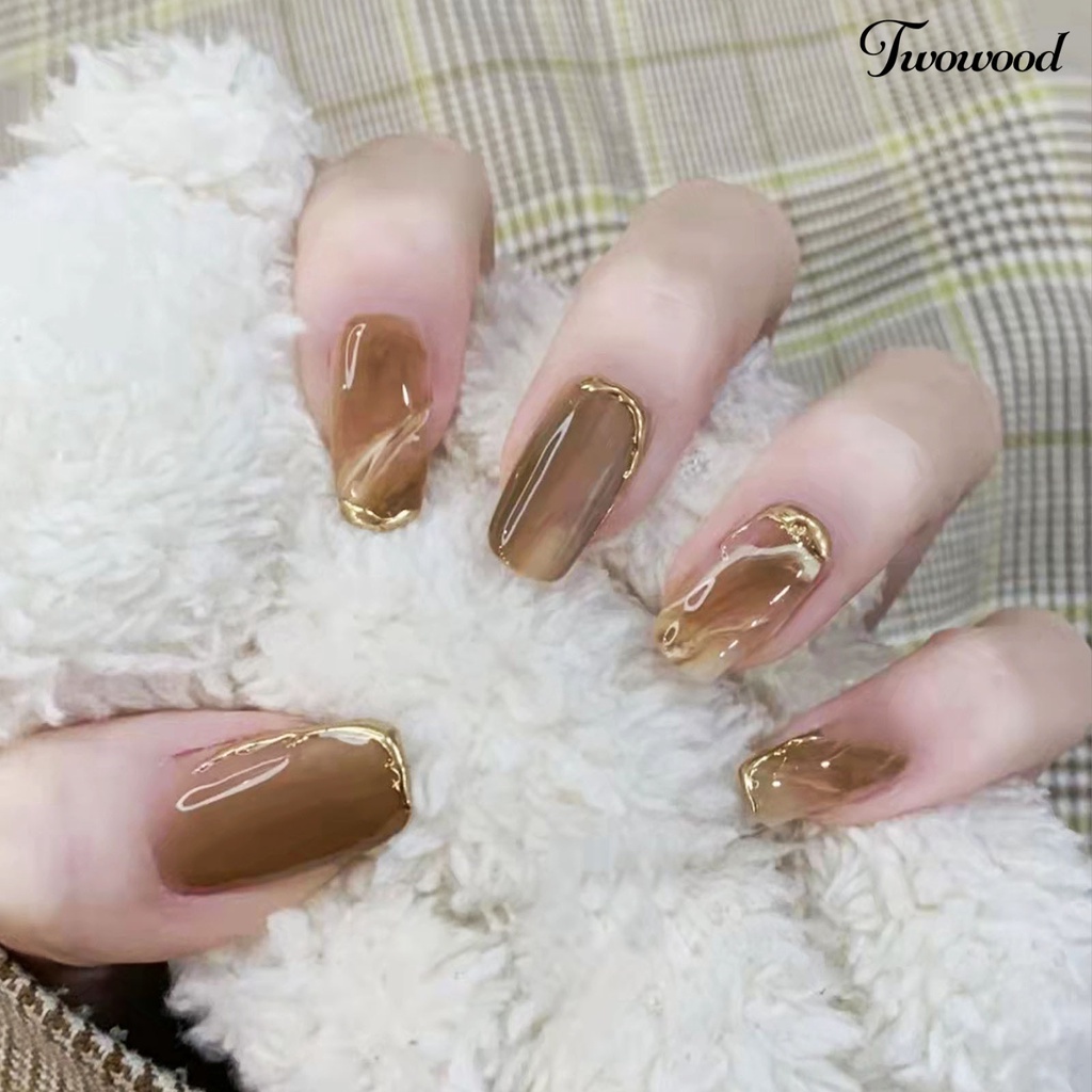 Patch Kuku Warna Coklat Bahan ABS Untuk Nail Art