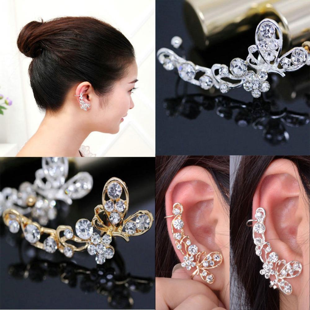 Nanas 1PC Anting Tusuk Wanita Fashion Bunga Kristal Clip-on