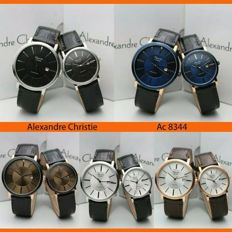 JAM TANGAN COUPLE ALEXANDRE CHRISTIE 8344 AC8344 AC 8344 KULIT ORIGINAL