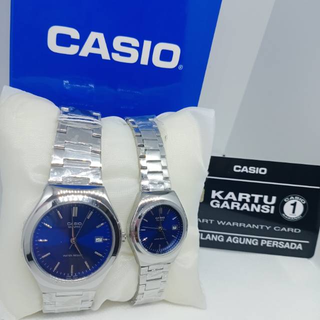 JAM TANGAN CASIO COUPLE ORI SILVER NAVI