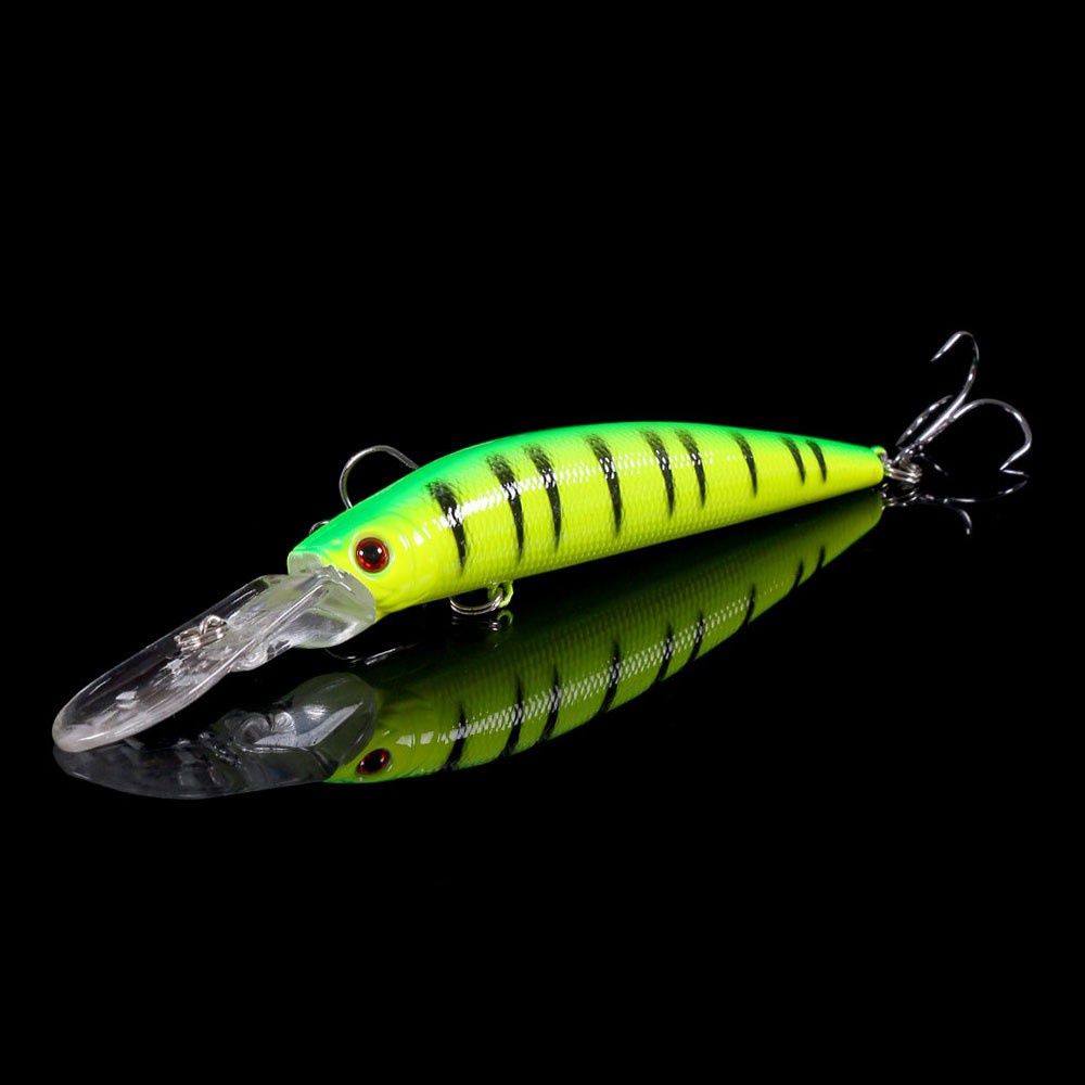 Hengjia 10pcs / Set Umpan Pancing Bentuk Ikan Minnow Lidah Panjang 14.5cm / 14.7g Floating Fishing Lure Diving 0.6-2.4m Fishing Tackle