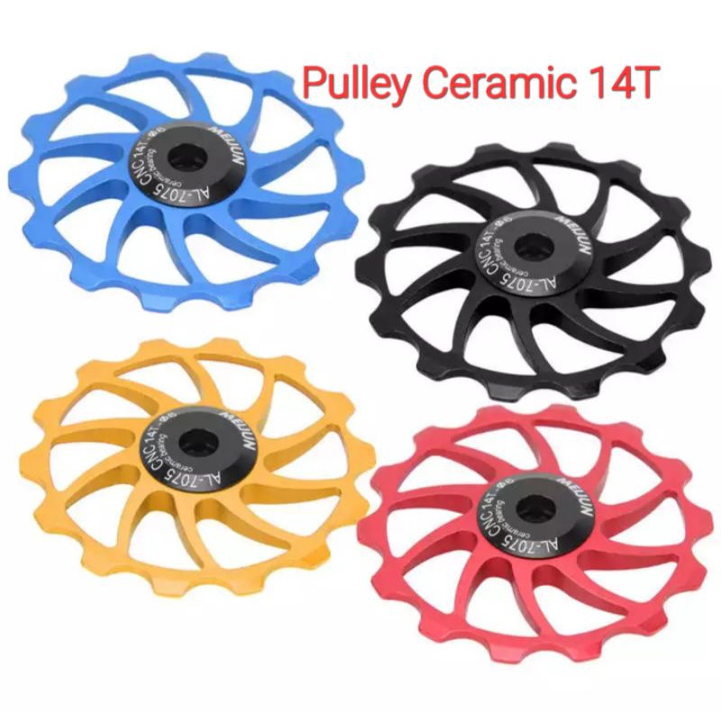 Meijun Pulley RD Ceramic Bearing 14T Wheel Guide Pulley Ceramic RD Sepeda