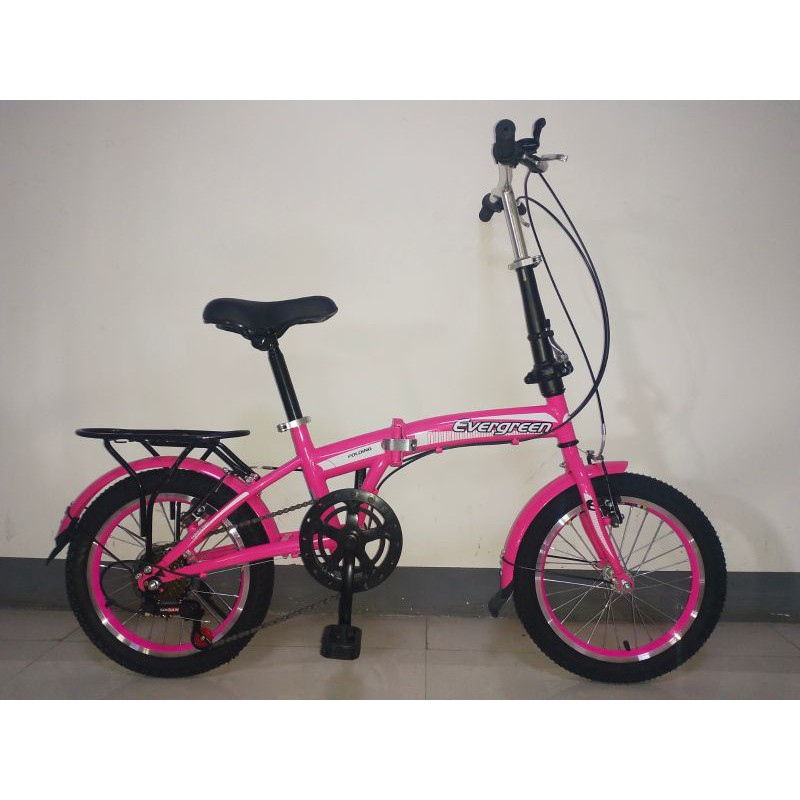 SEPEDA LIPAT EVERGREEN 16 inch 7 SPEED / 1 SPEED - PINK N WARNA LAIN READY