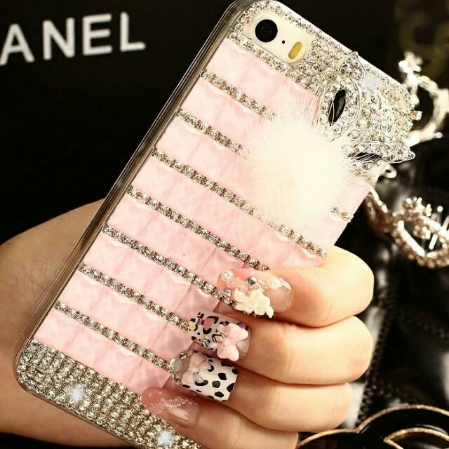 Bling pink muda Fur Case Bling Case  Oppo A52 Samsung Note 9 Ip  Xiaomi