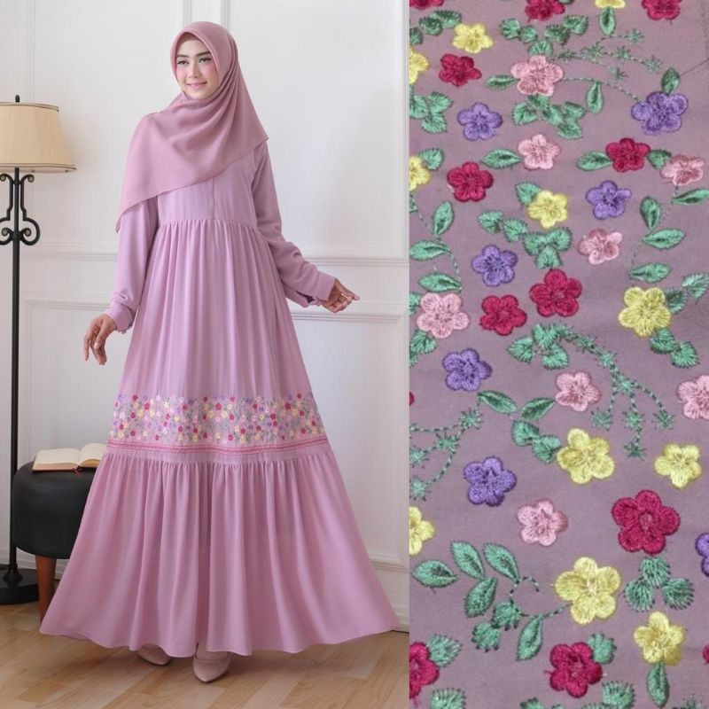 BAJU GAMIS LEBARAN/ GAMIS CERUTI BORDIR/ GAMIS HIJAU BOTOL/ GAMIS LAVENDER/ GAMIS BORDIR - GAMIS PIN