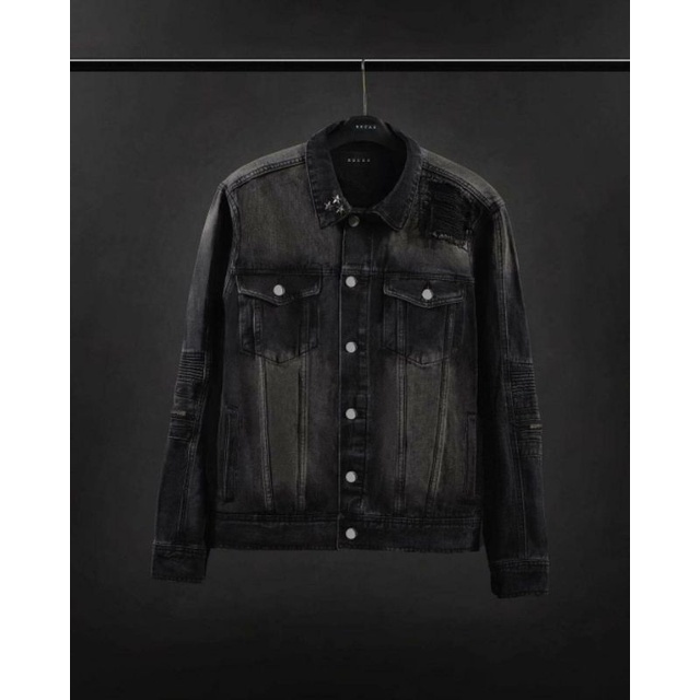 JADE BLACK BIKER DENIM JACKET RUCAS