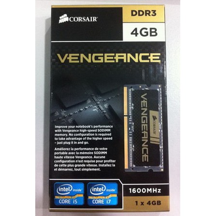 Corsair DDR3 Ram Laptop Sodimm Vengeance 4gb CMSX4GX3M1A1600C9