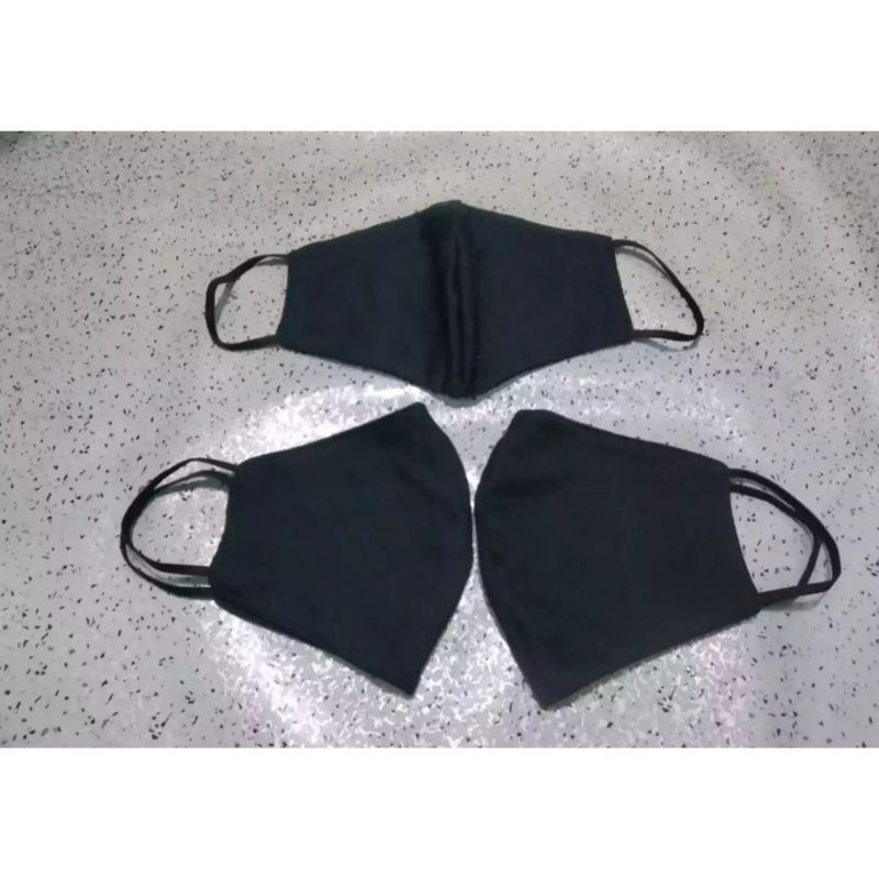 (6pcs masker)masker hitam polos 3ply+masker earloop