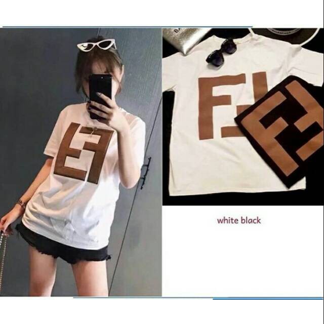 Trend Fashion Wanita Kaos Fendi - Baju Wanita Bhn Spandek Ukuran Fit L
